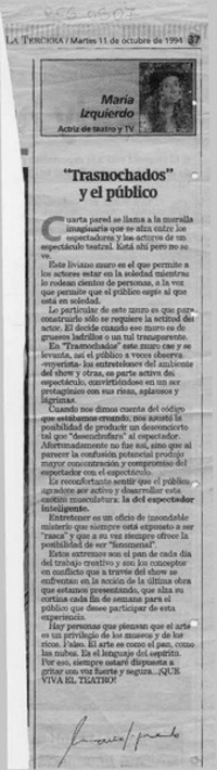"Trasnochados" y el público  [artículo] María Izquierdo.