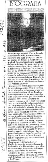 Pedro Calderón de la Barca  [artículo].