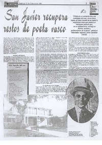 San Javier recupera restos de poeta vasco