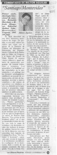"SantiagoMontevideo"  [artículo] / Milton Aguilar.