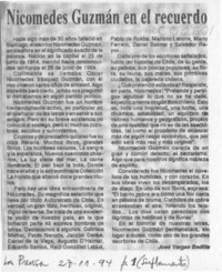 Nicomedes Guzmán en el recuerdo  [artículo] José Vargas Badilla.