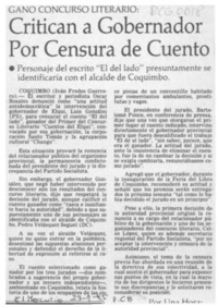 Critican a gobernador por censura de cuento  [artículo] Iván Fredes Guerrero.