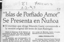 "Islas de porfiado amor" se presenta en Ñuñoa  [artículo].