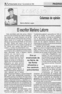 El escritor Mariano Latorre  [artículo] Marino Muñoz Lagos.