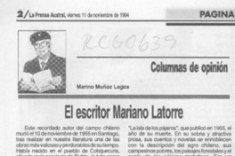 El escritor Mariano Latorre  [artículo] Marino Muñoz Lagos.