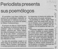 Periodista presenta sus poemólogos
