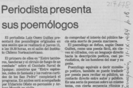 Periodista presenta sus poemólogos