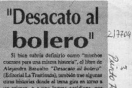 "Desacato al bolero"  [artículo] Carlos Mella.