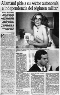 Allamand pide a su sector autonomía e independencia del régimen militar