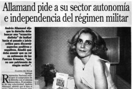Allamand pide a su sector autonomía e independencia del régimen militar