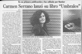 Carmen Serrano lanzó su libro "Umbrales"  [artículo] R. V.