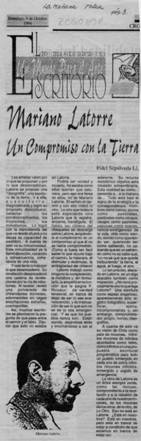 Mariano Latorre, un compromiso en la Tierra  [artículo] Fidel Sepúlveda Ll.
