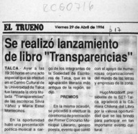 Se realizó lanzamiento de libro "Transparencias"  [artículo]