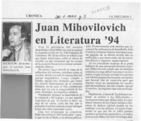 Juan Mihovilovic en Literatura '94  [artículo].