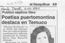 Poetisa puertomontina destaca en Temuco  [artículo].