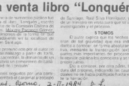 A la venta libro "Lonquén"