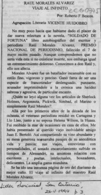 Raúl Morales Alvarez viaje infinito  [artículo] Roberto F. Bescos.