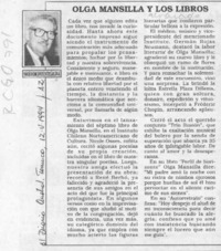 Olga Mansilla y los libros  [artículo] Néstor Fuentealba.