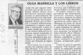 Olga Mansilla y los libros  [artículo] Néstor Fuentealba.