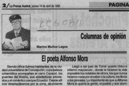 El poeta Alfonso Mora  [artículo] Marino Muñoz Lagos.