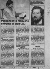 Pensamiento mapuche enfrenta al siglo XXI  [artículo].
