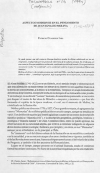 Aspectos modernos en el pensamiento de Juan Ignacio Molina  [artículo] Patricio Oyaneder Jara.