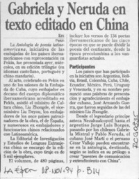 Gabriela y Neruda en texto editado en China  [artículo].