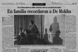 En familia recordaron a De Rokha  [artículo] Ximena Poo.