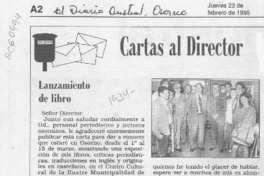 Lanzamiento de libro  [artículo] Luis Aguila Schoettge.