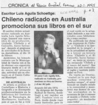 Chileno radicado en Australia promociona sus libros en el sur  [artículo].