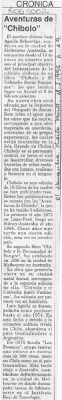 Aventuras de "Chibolo"  [artículo].