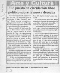 Fue puesto en circulación libro político sobre la nueva Derecha  [artículo].
