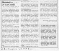 Homenaje a un buen poeta  [artículo] Héctor Edo. Espinoza Viveros.