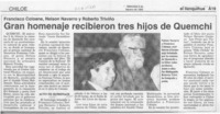 Gran homenaje recibieron tres hijos de Quemchi  [artículo].