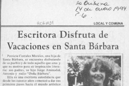 Escritora disfruta de vacaciones en Santa Bárbara  [artículo].
