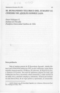 El humanismo telúrico del Sumario al Cerebro de Adolfo Gómez Lasa  [artículo] Oscar Velásquez G.