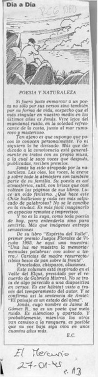Poesía y naturaleza  [artículo] E. C.