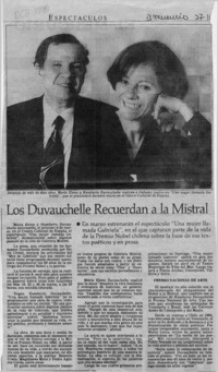 Los Duvauchelle recuerdan a la Mistral  [artículo].