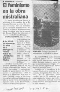 El Feminismo en la obra mistraliana  [artículo].