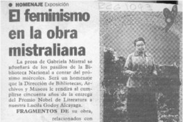 El Feminismo en la obra mistraliana  [artículo].