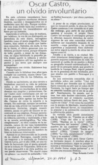 Oscar Castro, un olvido involuntario  [artículo] Hugo Rolando Cortés.