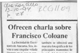 Ofrecen charla sobre Francisco Coloane  [artículo].