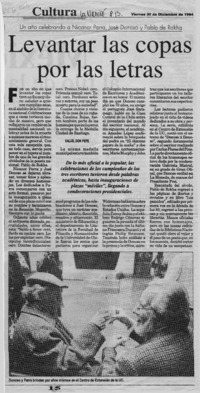 Levantar las copas por las letras  [artículo].