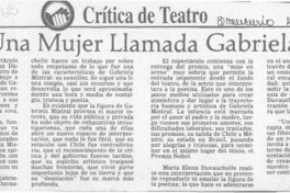 Una mujer llamada Gabriela  [artículo] Carola Oyarzún L.