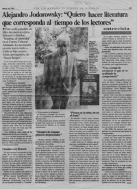 Alejandro Jodoroswsky, "Quiero hacer literatura que corresponda al tiempo de los lectores"  [artículo] J. C. G.