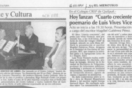 Hoy lanzan "Cuarto creciente", poemario de Luis Vives Vicencio  [artículo].