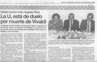 La U. está de duelo por muerte de Vivaldi  [artículo].