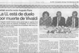 La U. está de duelo por muerte de Vivaldi  [artículo].