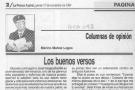 Los buenos versos  [artículo] Marino Muñoz Lagos.