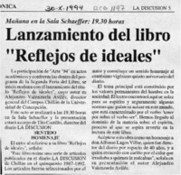 Lanzamiento del libro "Reflejos de ideales"  [artículo].